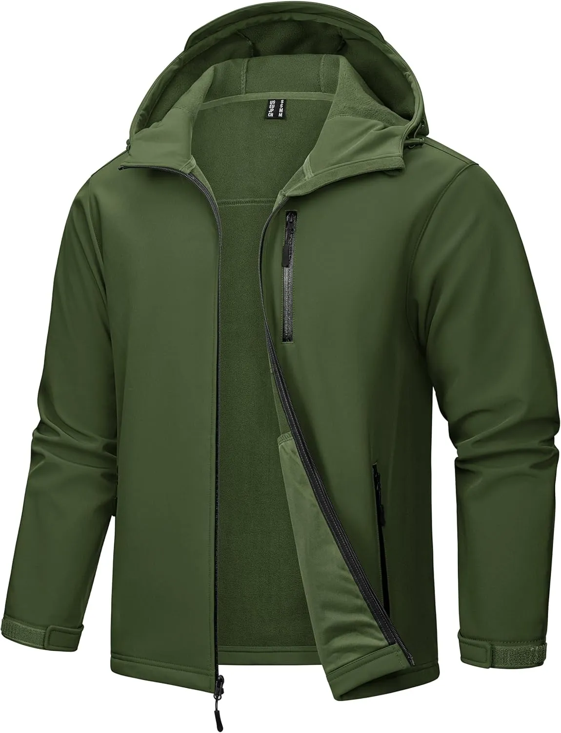 TACVASEN Men's Hooded Softshell Jacket Lightweight Waterproof Fleece Lined Windbreaker Rain Jacket Winter Outdoor Hiking