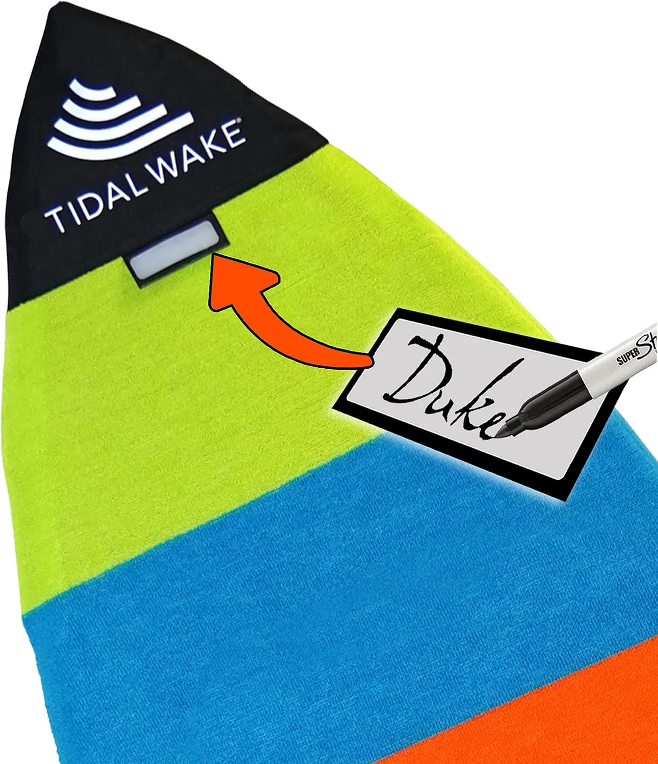 Tidal Wake TAG-IT Pointed Nose Surf & Wake Board Sock Bag with Built-in Name Tag, 52-53" Personalize with Your Name!