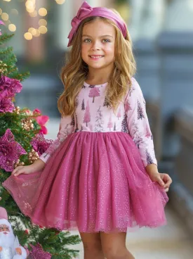 Winter Blush Tree Print Tulle Tutu Dress