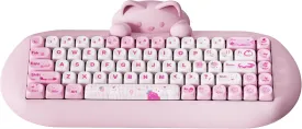 YUNZII C68 Wireless Mechanical Keyboard,65% Layout,Hot Swap,Triple Mode BT5.0/2.4G/Wired, RGB Backlit NKRO,Cute Cat Silicone Ergonomic Design for Win/Mac(Pink, Cocoa Cream V2 Switch)