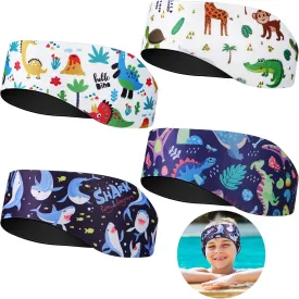 Zhanmai 4 Pcs Kids Swimming Headband Adjustable Waterproof Headband Kids Ears Covers Band for Toddlers Swimmer Ear Protection