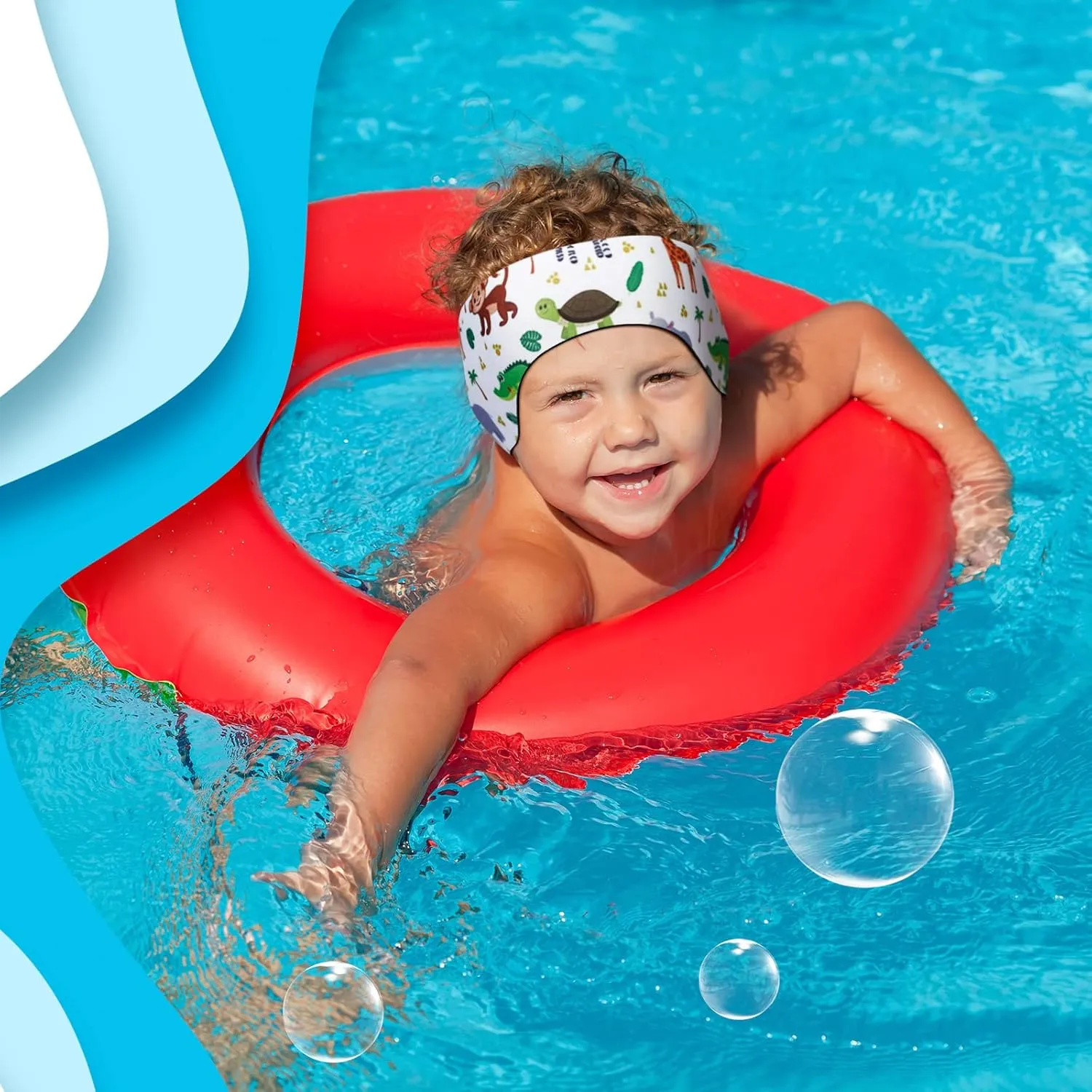 Zhanmai 4 Pcs Kids Swimming Headband Adjustable Waterproof Headband Kids Ears Covers Band for Toddlers Swimmer Ear Protection